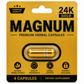 Gold packaging of Magnum premium herbal capsules with text on a white background