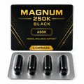 Magnum 250K Black capsules (4 count) in sealed blister packaging displayed on clean white background