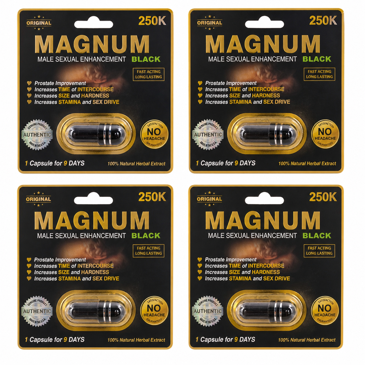 capsules packaging showing four blister packs arranged in a grid layout 