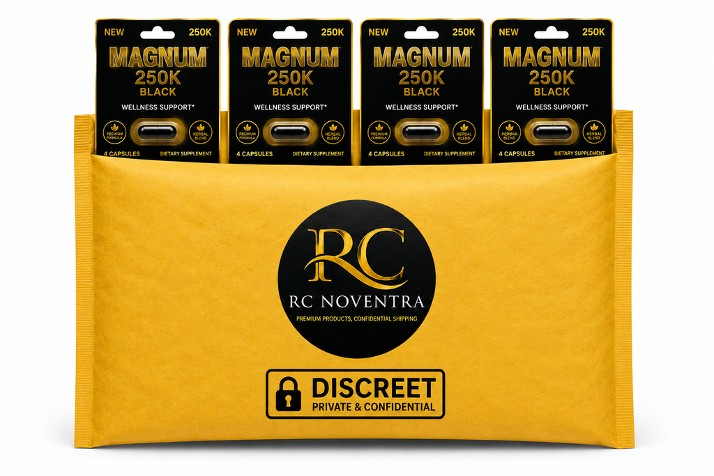 capsules packaging showing four blister packs of Magnum 250 k arranged in an envelope>