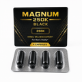 Magnum 250K Black capsules (4 count) in sealed blister packaging displayed on clean white background