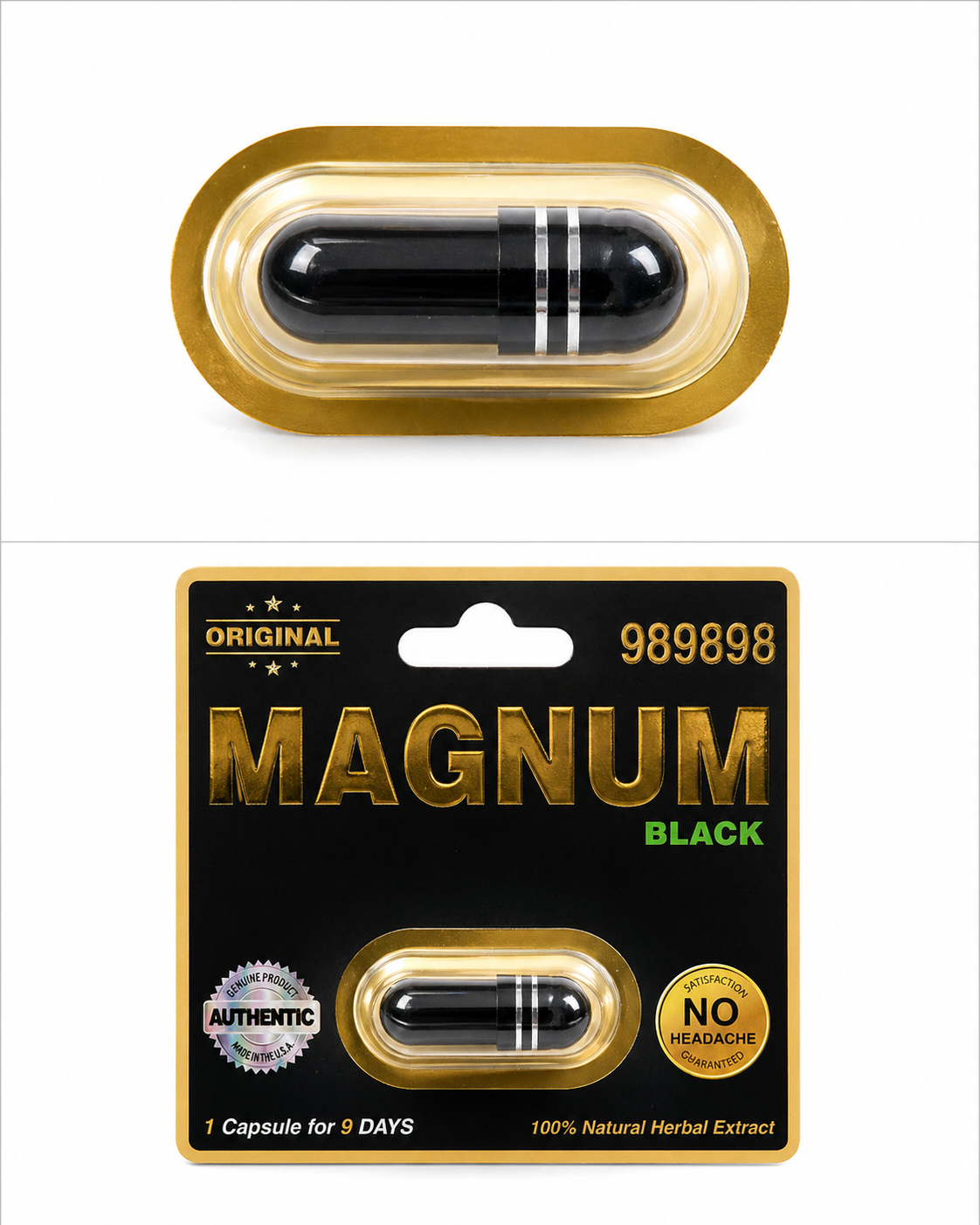 Magnum 989898 Black Capsules (4 Count) – Men’s Herbal Wellness Support