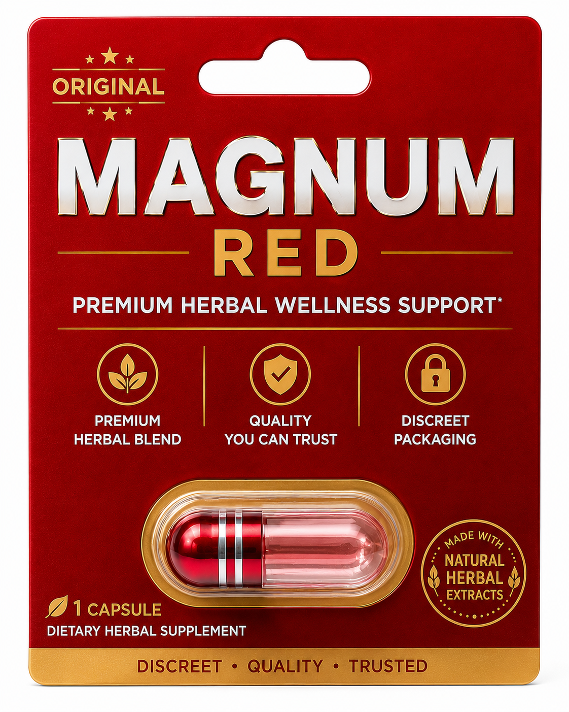 Magnum Red Herbal Wellness Capsules – 4 Count | Premium Herbal Supplement