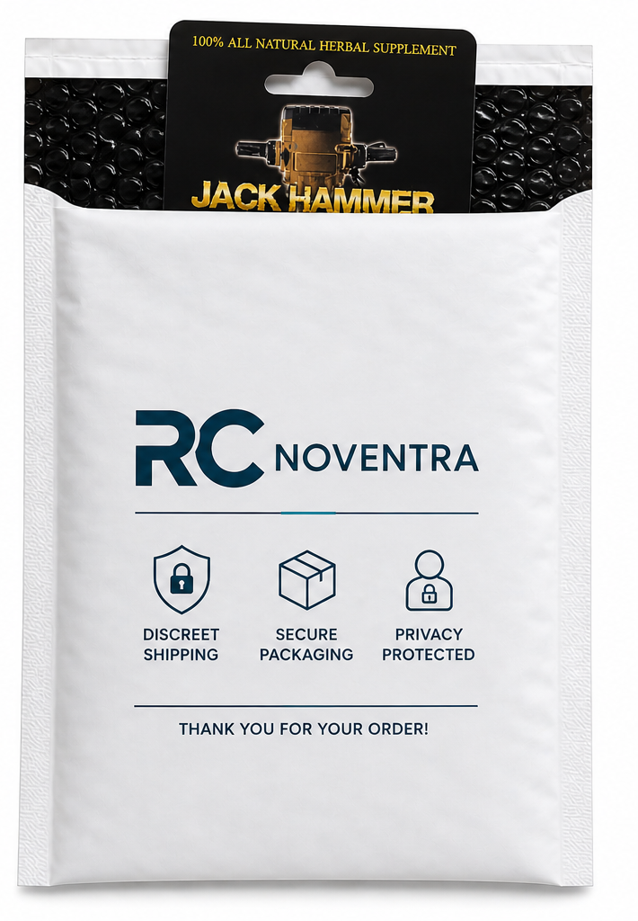 Jack Hammer capsules shipped in discreet packaging envelope  RC Noventra with protective wrapping