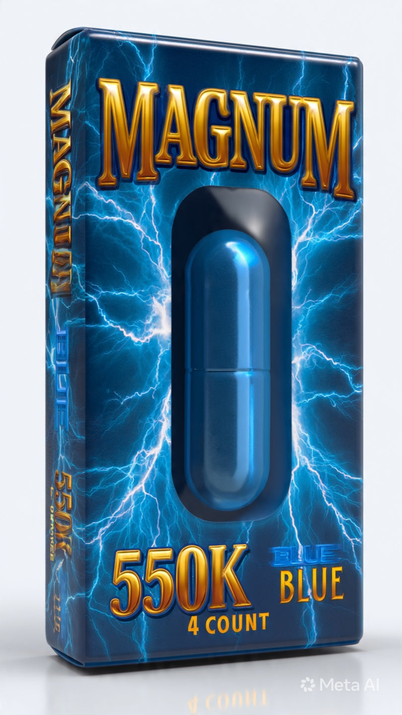 Magnum 550K blue packaging with lightning design on a white background