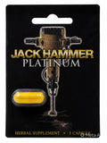 Jack Hammer Platinum herbal supplement box, black packaging with gold jackhammer graphic and yellow capsule window, 1 capsule